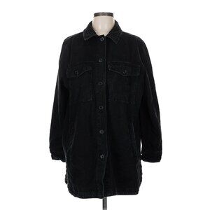 Zara Women's Black Distressed Denim Jacket / Shacket